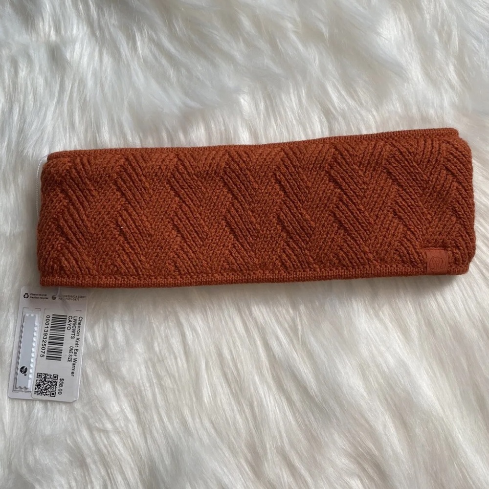 LULULEMON CHEVRON KNIT EAR WARMER CANYON ORANGE New One Size CAYO